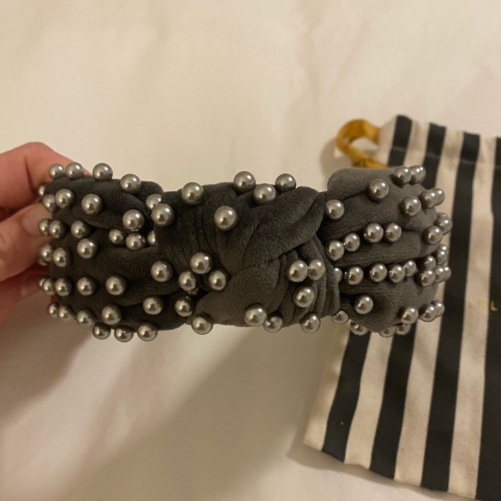 Lele Sadoughi Gunmetal and Pearl Headband